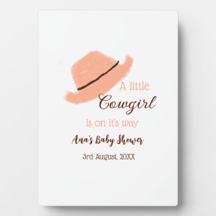 Eine kleine Cowgirl ist auf dem Weg orange Babypar Fotoplatte