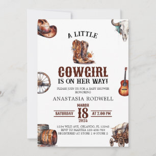 Eine kleine Cowgirl Wild West Girl Baby Dusche Einladung