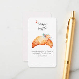 Eine kleine Croissant Diaper Raffle Baby Dusche Begleitkarte