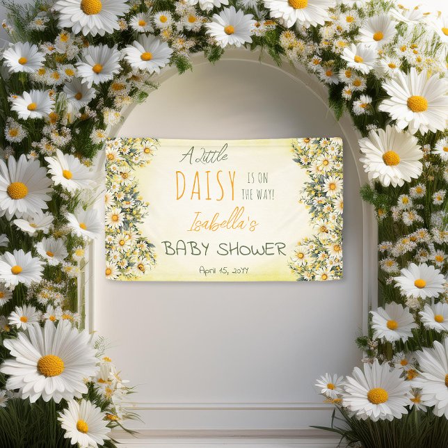 Eine kleine Daisy ist auf dem Weg zur Blumendusche Banner ("A Little Daisy Is On The Way!" Daisies Floral Girl Baby Shower Banner)