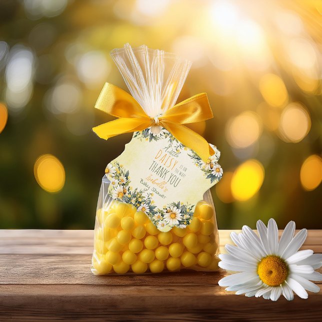 Eine kleine Daisy ist auf dem Weg zur Blumendusche Geschenkanhänger ("A Little Daisy Is On The Way!" Daisies Floral-Themed Girl Baby Shower Favor Tags)
