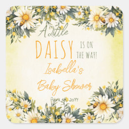 Eine kleine Daisy ist auf dem Weg zur Blumendusche Quadratischer Aufkleber