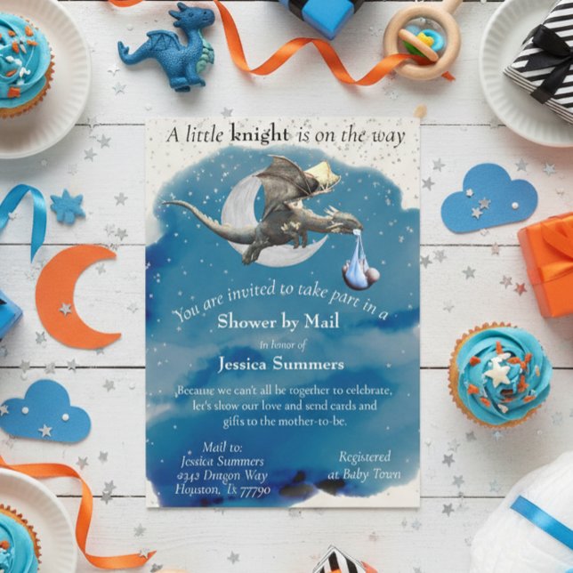 Eine kleine Dragon Babydusche mit Mail Silver Einladung (Von Creator hochgeladen)