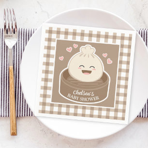 Eine kleine Dumpling ist auf dem Weg zur Babydusch Serviette
