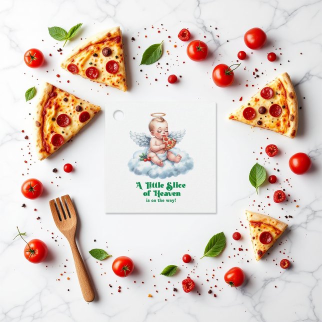 Eine kleine Dusche aus dem Himmel Geschenkanhänger (A Little Slice of Heaven Baby Shower Favor Tags)