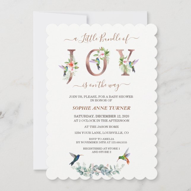 Eine kleine Dusche aus Joy Pink Hibiskus Einladung (Vorderseite)