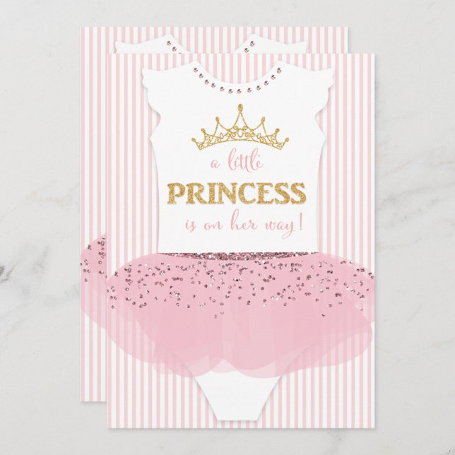 Eine kleine Einladung Prinzessin-Babyparty (Vorne/Hinten)