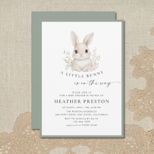 Eine kleine elegante Hase-Sagegrün-Baby-Party Einladung