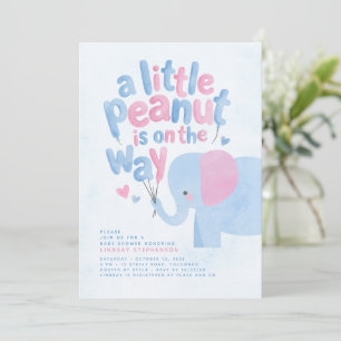 Eine kleine Erdnuss Rosa und Blauer Elefant Baby S Einladung