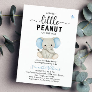 Eine kleine Erdnuss Süßer blauer Elefant Baby Show Einladung