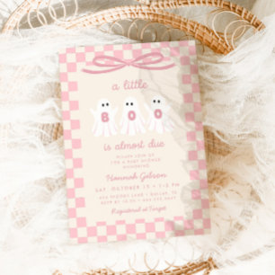 Eine kleine Eule ist bald fällig Rosa karierte Bab Einladung