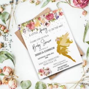 Eine kleine Fee ist auf dem Weg Baby Dusche Gold I