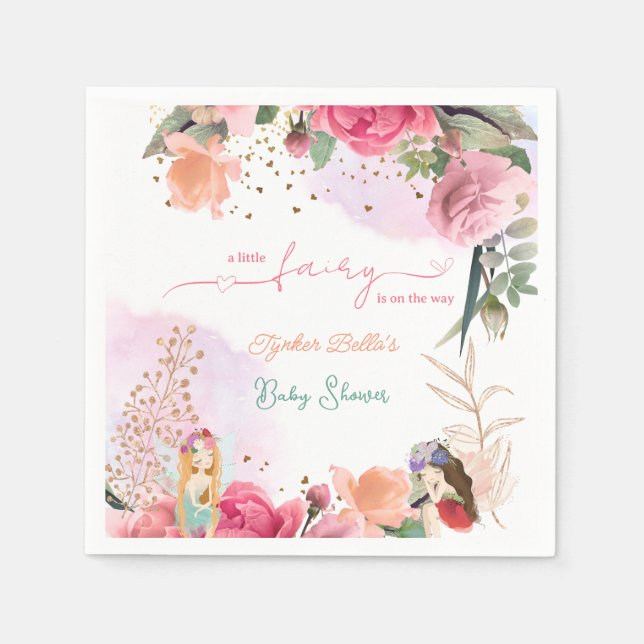 Eine kleine Fee ist auf dem Weg zur Kinderdusche. Serviette (Vorderseite)