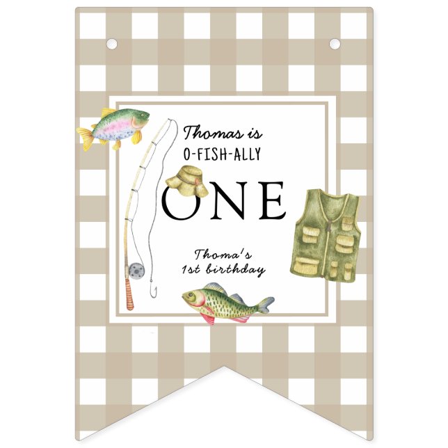 Eine kleine Fischerman Birthday Party Wimpelkette (Erste Fahne)