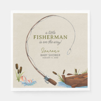 Eine kleine Fisherman Watercolor Script Baby Dusch Serviette