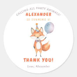 Eine kleine Fox 3. Geburtstagsparty Runder Aufkleber
