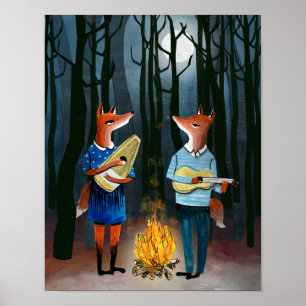 Eine Kleine Foxmusik - Niedliche Füchse spielen Mu Poster