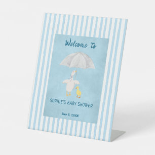 Eine kleine Gans ist auf dem Weg Baby Shower Begrü Sockelschild