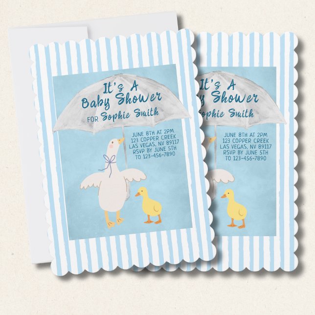 Eine kleine Gans ist unterwegs mit einer Schuhscha Einladung (Von Creator hochgeladen)