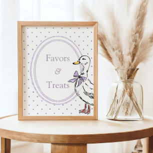 Eine kleine Gans lila Punkte Babyparty Poster