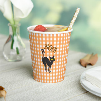 Eine kleine Geist ist fällig Orange Gingham Schwar Pappbecher