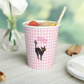 Eine kleine Geist ist fällig Pink Gingham Schwarze Pappbecher