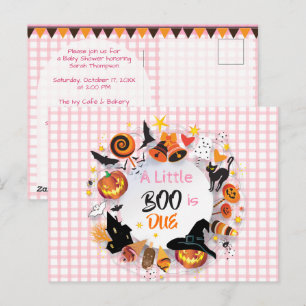 Eine kleine Geist ist fällig Rosa Gingham QR Baby Postkarte