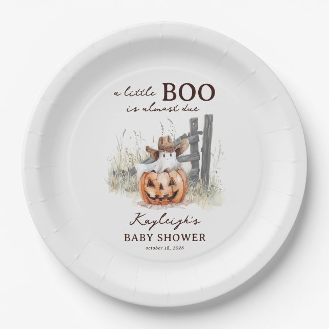 Eine kleine Geist ist fällig Western Halloween Bab Pappteller (Vorderseite)