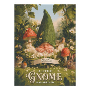 Eine kleine Gnome ist angekommen Baby Ankündigung Poster
