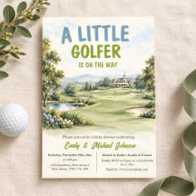Eine kleine Golfer-Wasserfarben-Baby-Shower-Einlad