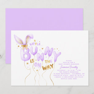 Eine kleine Häschen-Baby-Party-Einladung Gold Lila Einladung