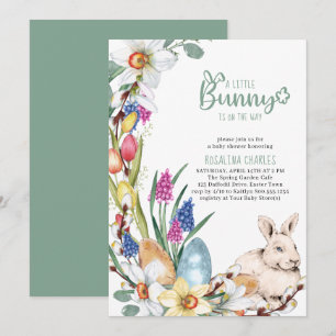 Eine kleine Hasen-Ostergruß-Karte für Baby Shower Einladung