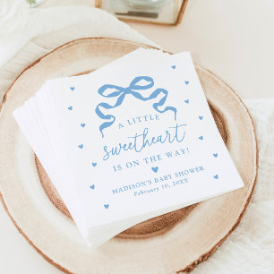 Eine kleine Herzensblaue-Schleife-Baby-Party Serviette