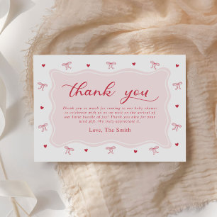 Eine kleine Herzensvalentins-Schleife Baby Shower Dankeskarte