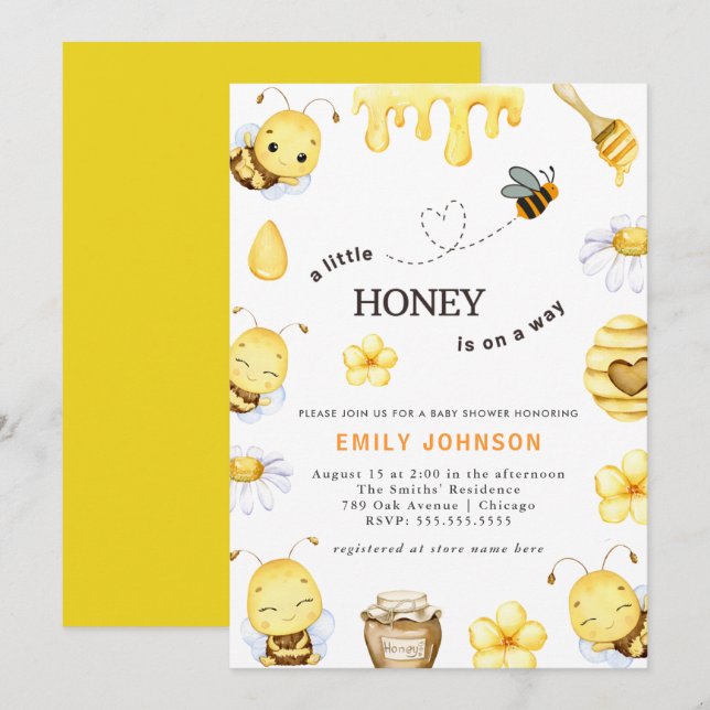 Eine kleine Honey Bee Baby Dusche Einladung (Vorne/Hinten)
