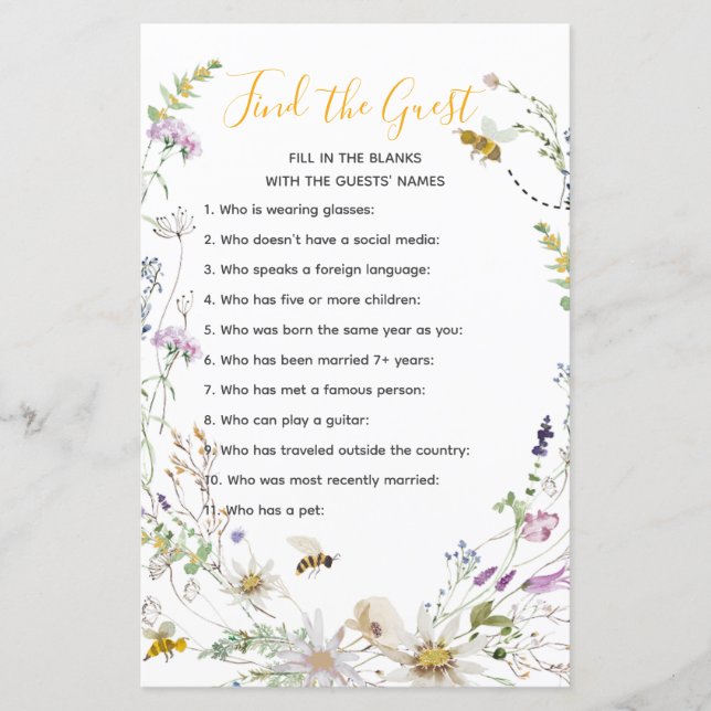 Eine kleine Honey Bee Baby Dusche finden die Gäste (Vorderseite)