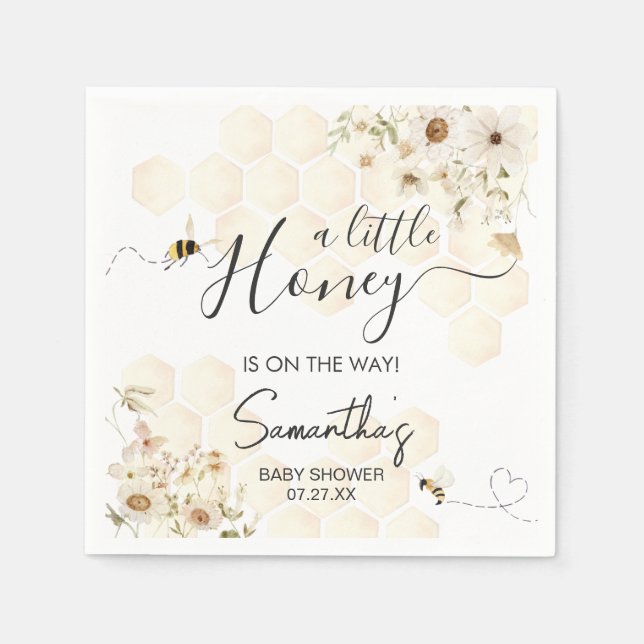 Eine kleine Honey Bee Baby Dusche Serviette (Vorderseite)