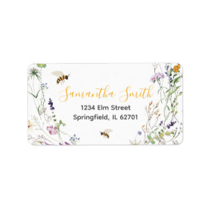 Eine kleine Honey Bee Wildblume Baby Dusche Adress Adressaufkleber
