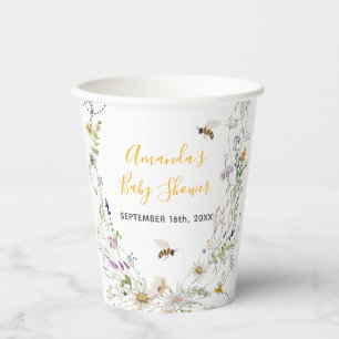 Eine kleine Honey Bee Wildblume Babydusche Pappbecher
