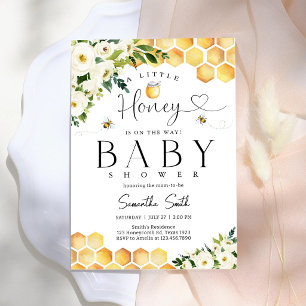 Eine kleine Honigbiene Florale Babyparty-Einladung Einladung