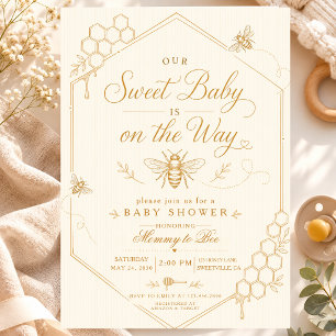 Eine kleine Hummel-Baby-Party-Mommy-Bee-Vintage Einladung