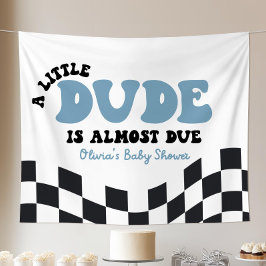 Eine kleine Kerl ist fast fällig Baby Shower Willk Wandteppich