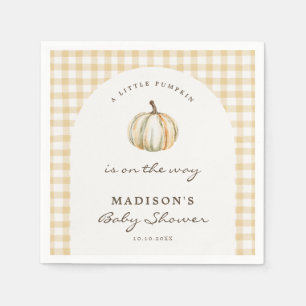 Eine kleine Kürbis-Gingham-Baby-Party Serviette