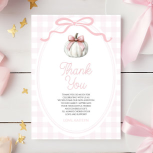 Eine kleine Kürbis rosa Schleife Baby Shower Dankeskarte