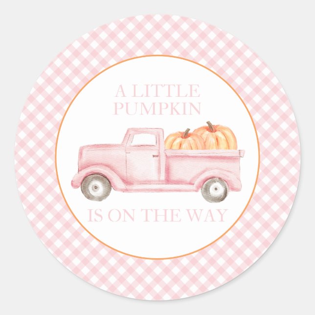 Eine kleine Kürbisdusche aus hellrosa LKW Runder Aufkleber (Vorderseite)