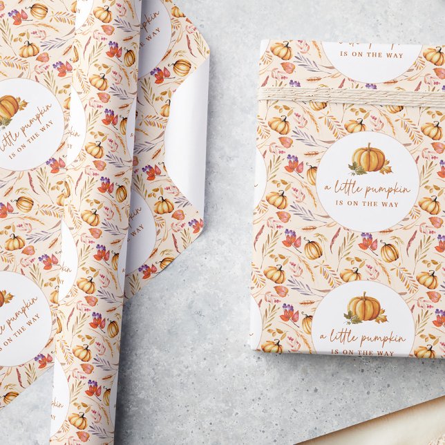 Eine kleine Kürbisfallen-Babydusche Geschenkpapier (Von Creator hochgeladen)