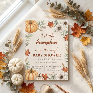 Eine kleine Kürbiskinderparty Herbstlaub Herbst Einladung