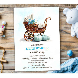 Eine kleine Kürbiskinderwagen-Babyparty Einladung