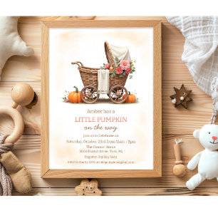 Eine kleine Kürbiskinderwagen-Babyparty Einladung