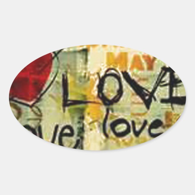 Eine kleine Liebe Graffiti Ovaler Aufkleber (Vorderseite)